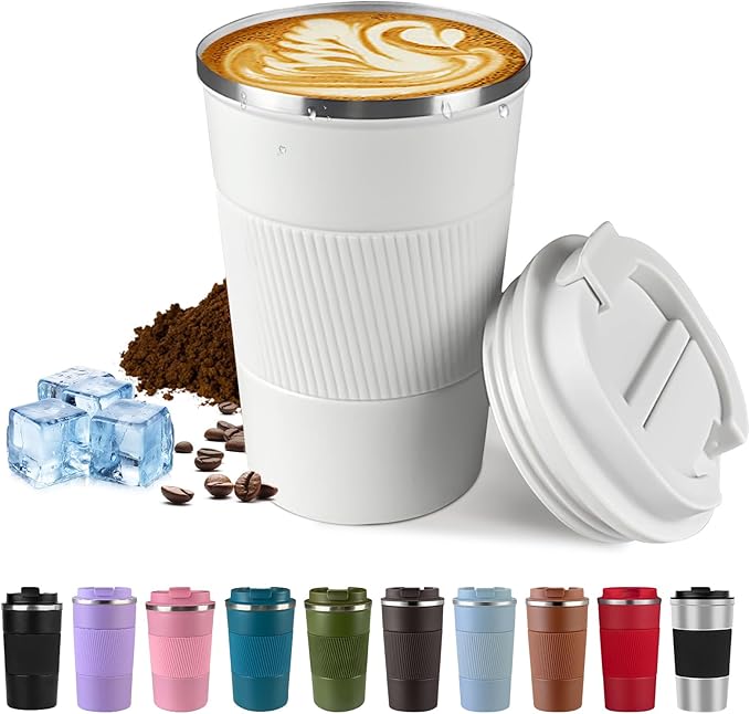 Vacuum Insulated Stainless Steel Travel Coffee Mug, Leak Proof Cup by SPLMIFA