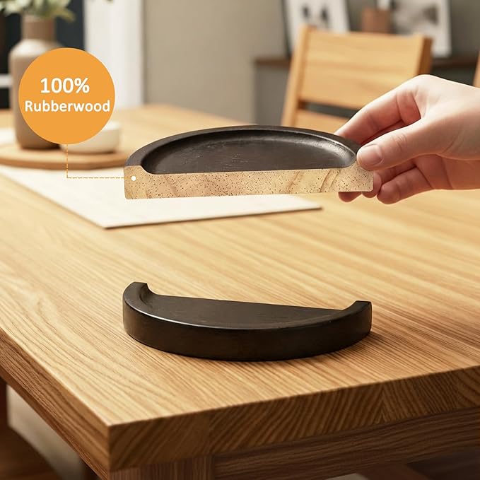 Wooden Coasters for Drinks Set of 6 with Holder, Handicrafted Solid Wood Coasters, Minimalist Tabletop Protection for Coffee Table, Rustic Home Decor & Housewarming Gift