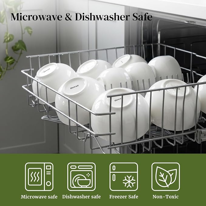 DOWAN 22 OZ White Ceramic Bowls Set of 6 - Image 7