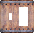 Light Switch Cover Rustic Farmhouse Barn Door Vintage Wood 2 Gang Toggle Rocker Combo Socket Cover Wall Plates Decorative Switch Plates and Outlet Covers for Bathroom Cabin Decor