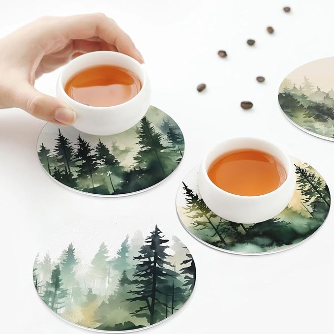 Forest Pine Trees Coasters Set of 6 Coasters - Image 8