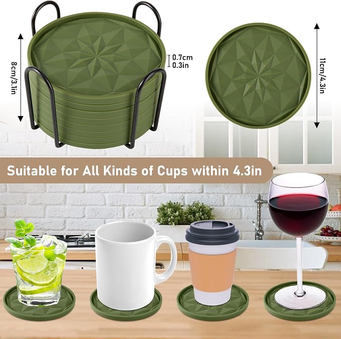 OIAHOMY 8 Pcs Coasters with Holder - Image 2