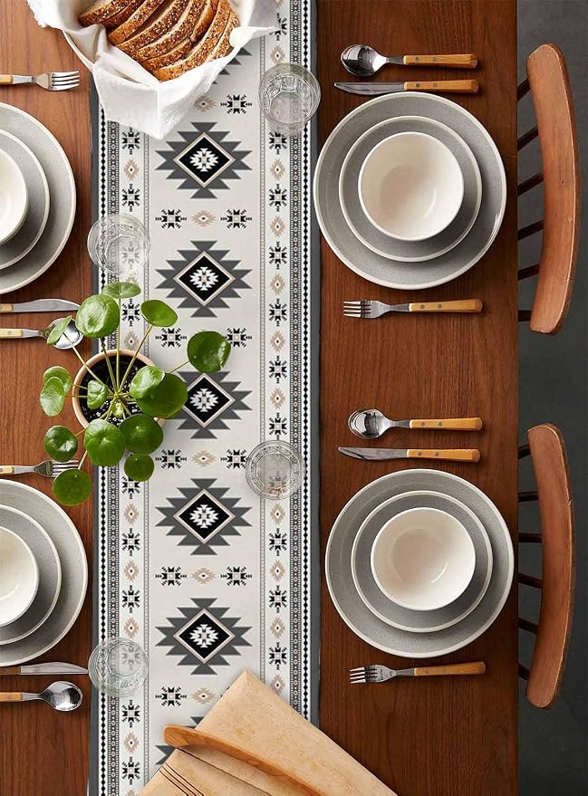Boho Table Runners 60 Inches Long, Abstract Southwestern Kitchen Dining Tables - Image 5