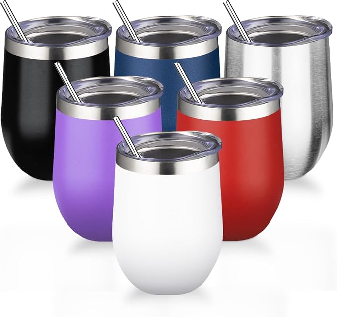 12oz/6 Pack Stainless Steel Wine Tumbler by GUDEMAO