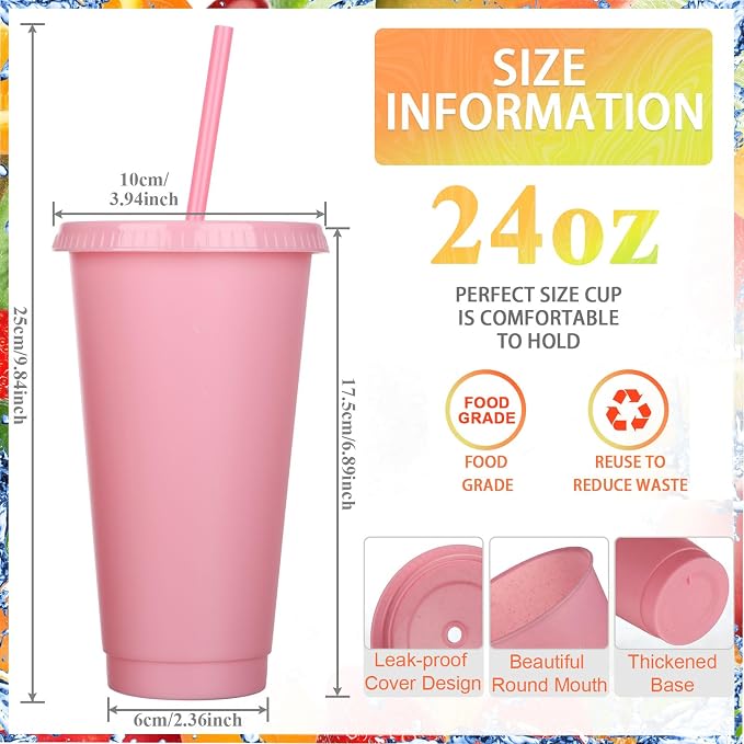 Honeydak 100 Pack Tumbler with Straw and Lid Bulk Glitter Plastic Cups Water - Image 4