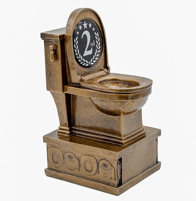 Decade Awards Action Pedestal Gold Toilet Bowl Trophy with Optional Inserts - Custom Engraved Plate On Request (7 Inch Tall)