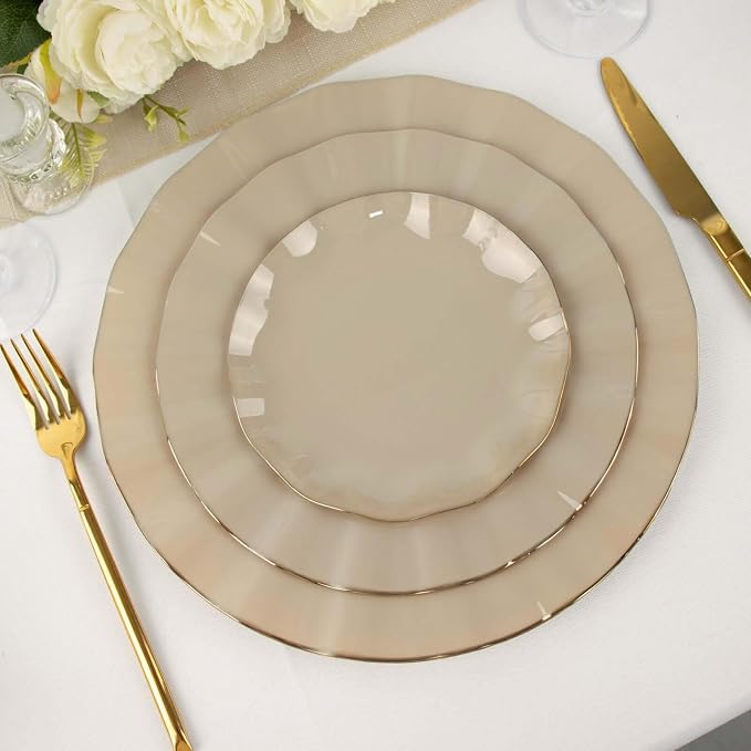 Efavormart 11" Dinner Plates – Set of 10 Plastic Taupe Round Disposable Plates - Image 9