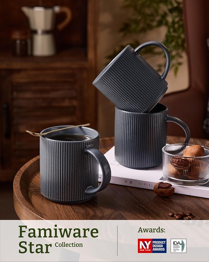 famiware Coffee Mug Set for 8, Star 16 oz Catering Mugs Cup Set - Image 3