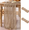 2 Pack Nude Cheesecloth Table Runner 10ft Boho Gauze Taupe Home Decor | by MLMC