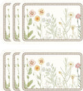 ISAENNE Designer Cottage Rectangular Placemats Set of 6,Flower Pattern PVC Placemat, Waterproof and Heat-Resistant Pastoral Style,Decoration for Kitchen,Dinning,Parties, Holiday,12"*17"