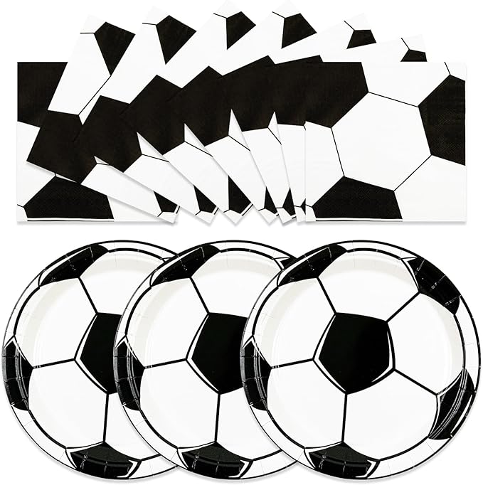 50PCS Soccer Plates and Napkins, 7inch Disposable Tableware Set | Soccer Themed by Unknown