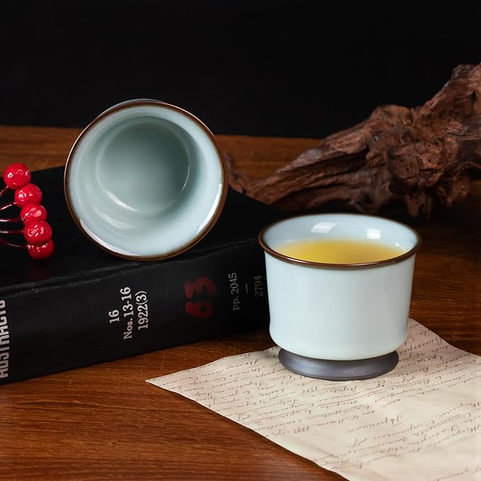 KAMMAK Japanese Tea Cups, 3.2 Oz Small Handmade Ceramic Teacups, Loose Leaf and - Image 6