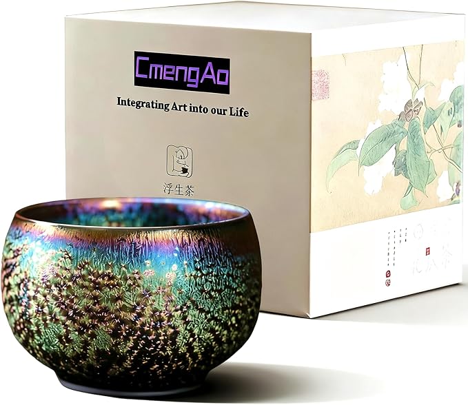 Jianzhan Ceramic Tea Cup with Peacock Glaze, 6.5 oz | Chinese Style, by CmengAo