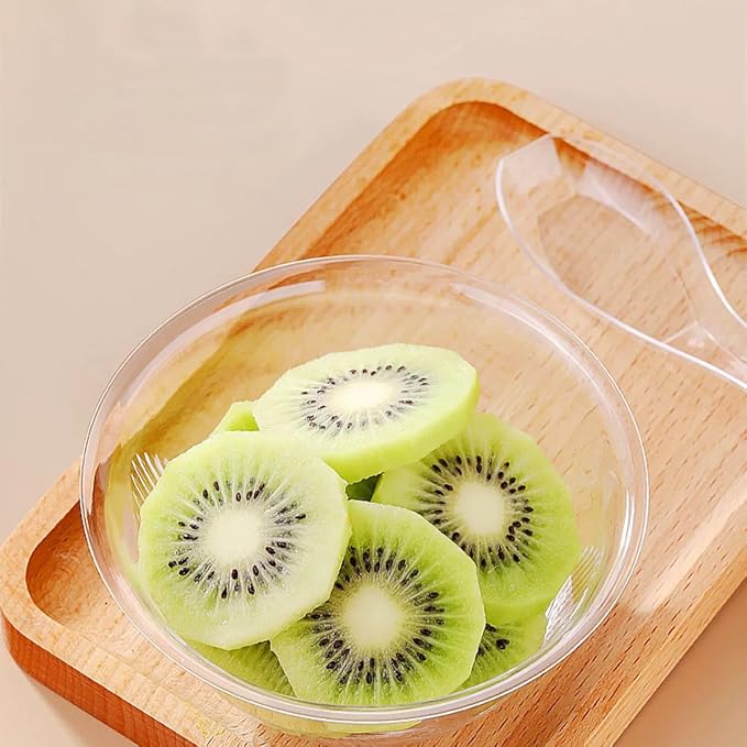MOACOCK 100 Pack Small Clear Plastic Bowls, 8oz Hard Disposable Salad Bowls - Image 4