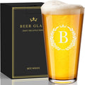 Personalized Beer Glasses Gifts for Men, 16 oz Pint Glasses Monogrammed A-Z Drinking Glass Cups Customized Gift, Unique Christmas Anniversary Birthday Gifts for Men Him Dad Brother Husband Grandpa (B)