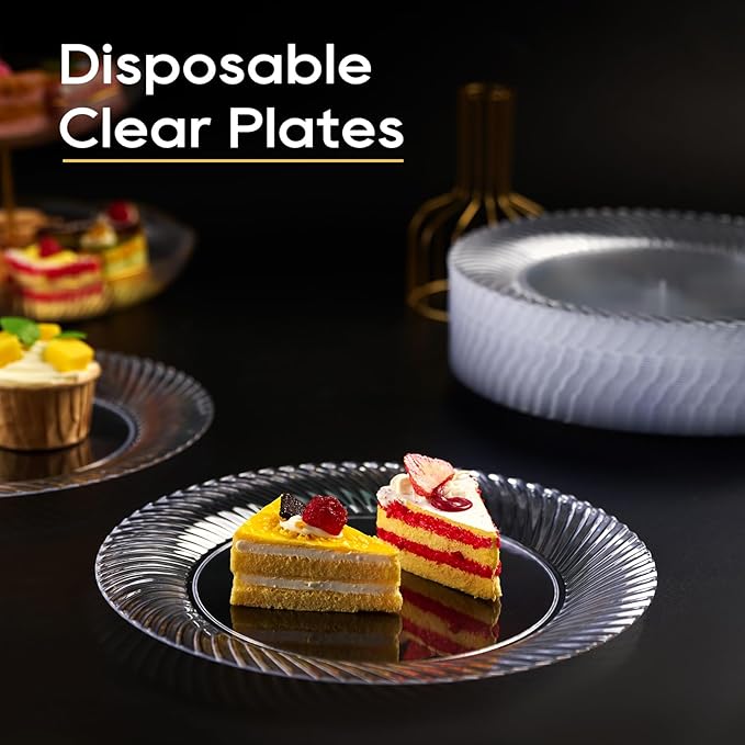 FOCUSLINE 10 Inch Clear Plastic Plates, Premium Hard Plastic - Image 5