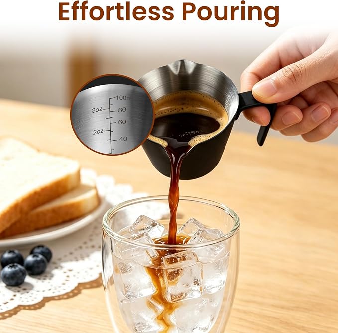 4 Pc Stainless Steel Espresso Shot Cups, 3.4oz/100ml, V-Shaped Mouth - Image 2