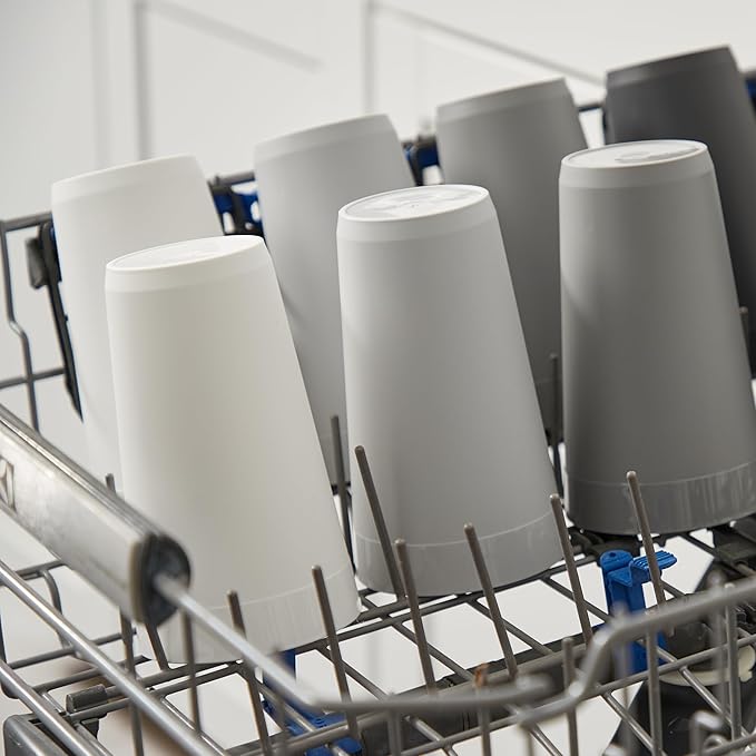 US Acrylic Newport 20 ounce Unbreakable Plastic Stackable Water Tumblers in Grey Stone | Set of 12 Drinking Cups | Reusable, BPA-free, Made in the USA, Top-rack Dishwasher and Microwave Safe | Unbreakable, Stackable, Drinking Cups, Reusable, BPA-free, ...