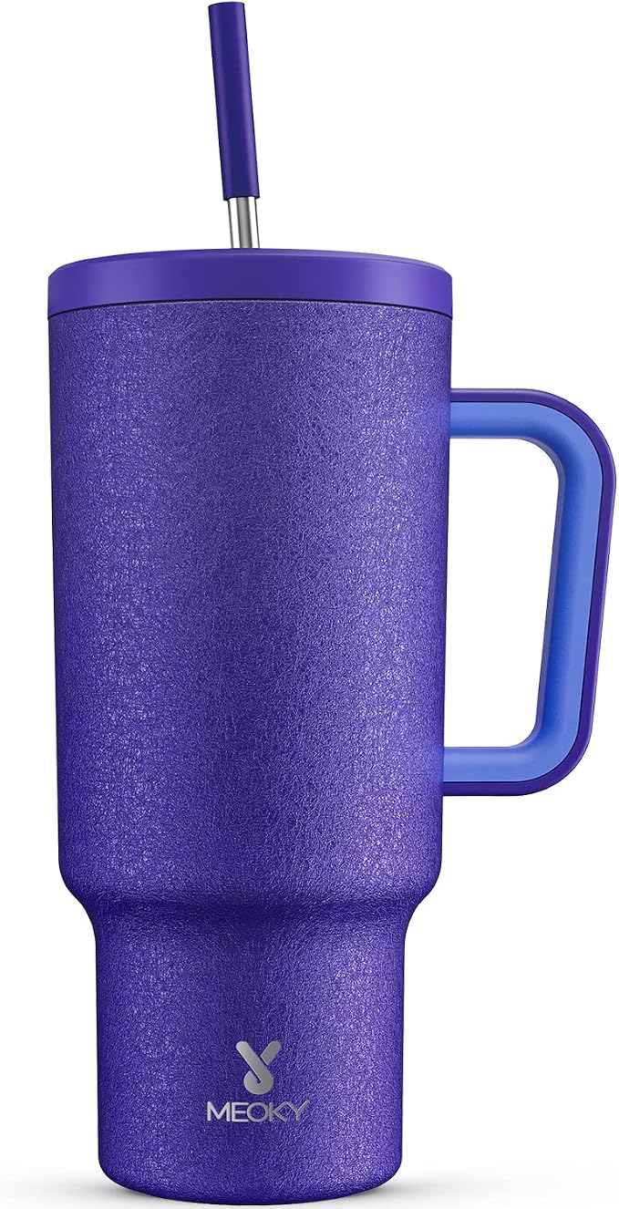 Meoky 40oz Tumbler with Handle, Leak-proof Lid and Straw, Insulated Coffee Mug by MEOKY
