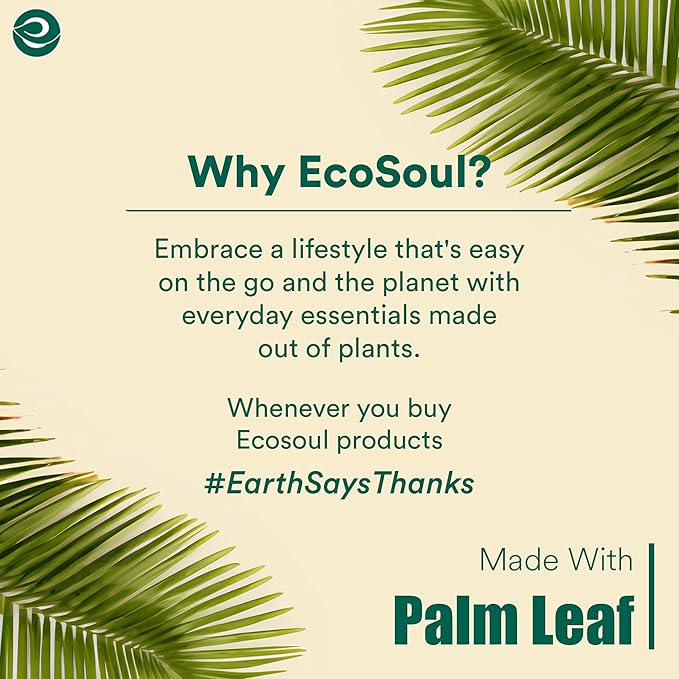 ECO SOUL Palm Leaf Plates 8"(100 Count) Round Compostable Bamboo Plates Heavy- Duty, Biodegradable Eco-Friendly Dinnerware for Christmas Party Dinner, Wedding, Holiday & Event