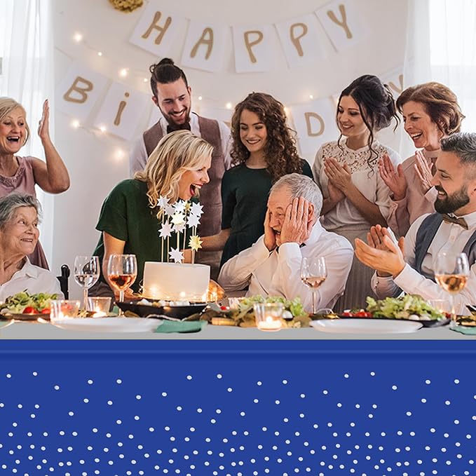 12 Pack Blue and Silver Tablecloth and Table Runner Party Decorations - Image 5
