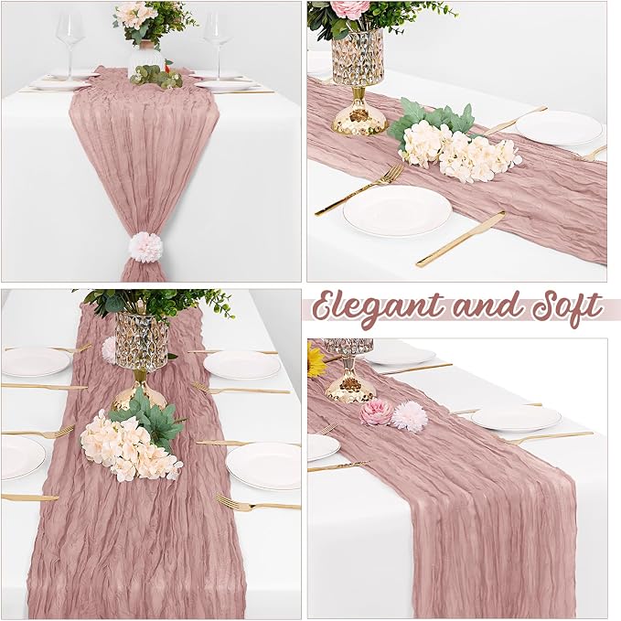 16 Pack Dusty Pink Cheesecloth Table Runners 20x120 Inch Gauze Table Runner - Image 4