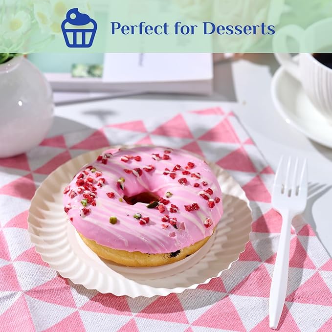 MUCHII 1200 Count 6 Inch Paper Plates, White Uncoated Disposable Dessert Plates for Snacks, Cake, Candy