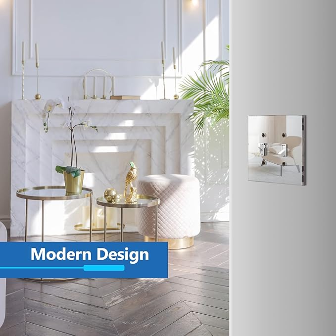 LIDER Reflective Acrylic Toggle Switch Wall Plate, Mirrored Double Light Switch Cover, Plexiglass Cover Plate, Acrylic Glass, Oversized 2-Gang 5.25" x 5.25", LWP-12O-ASV, Silver