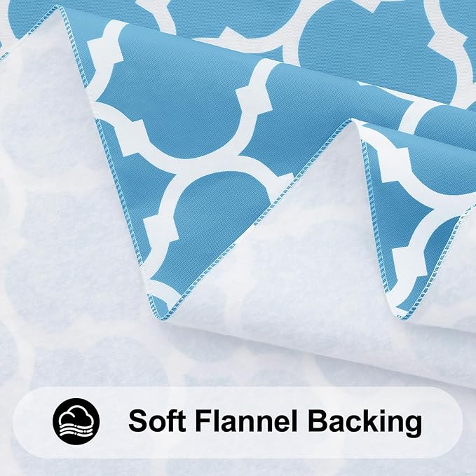 Smiry Rectangle Table Cloth, Waterproof Vinyl Tablecloth with Flannel Backing for Rectangle Tables, Wipeable Spillproof Plastic Tablecloths for Dining, Camping and Indoor (60"x84", Light Blue)