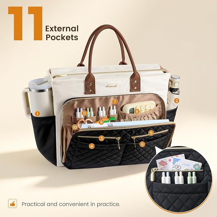 LOVEVOOK Tote Bag for Women, Teacher Nurse Work Laptop Bag, Quilted Bible - Image 4