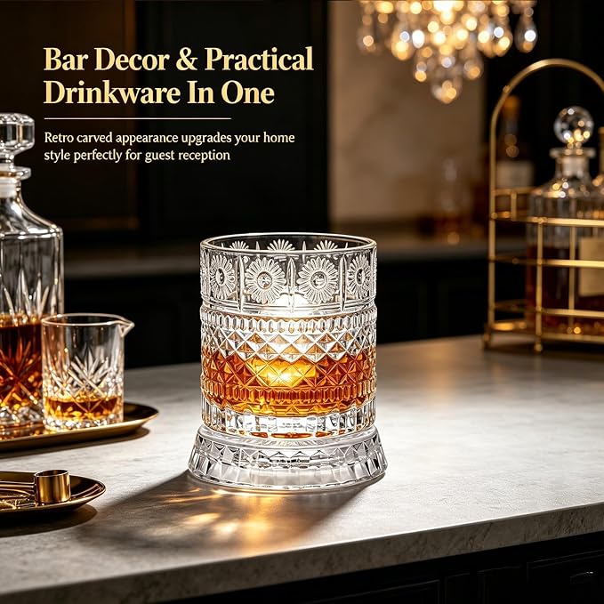 Spinning Whiskey Glass with Large Ice Ball Mold, 360° Rotating Crystal Rocks - Image 3