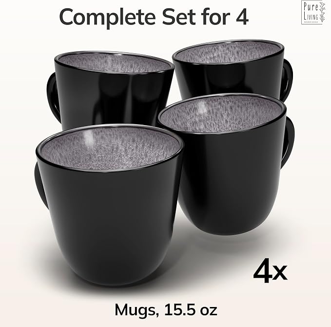 Large Stoneware Coffee Mugs Set of 4, 15.6 oz Coffee Cups - Image 3