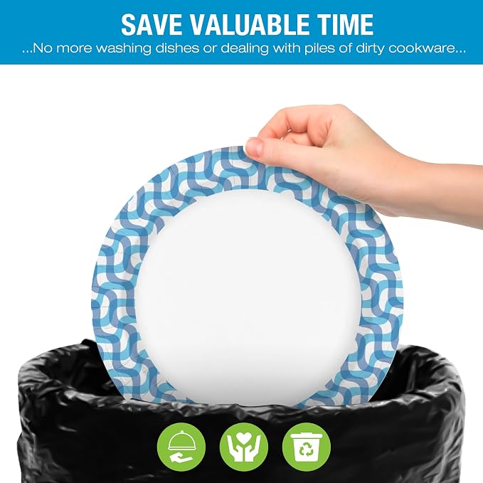 Ginkgo Paper Plates 10 inch Bulk 300 Count | Thickened Disposable Plates Large - Image 5