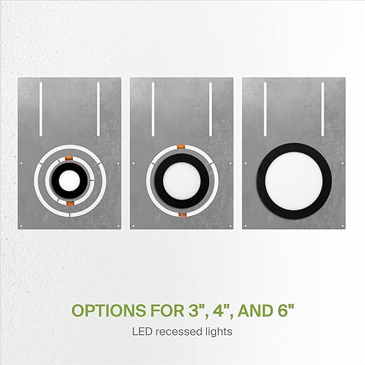 ASD 13 Inch New Construction Mounting Plate with Asymmetric Round Hole - 3/4/6 Inch Flat Steel Rough in Wafer Light Bracket, Shallow LED Recessed Lighting Housing, 72 Pack