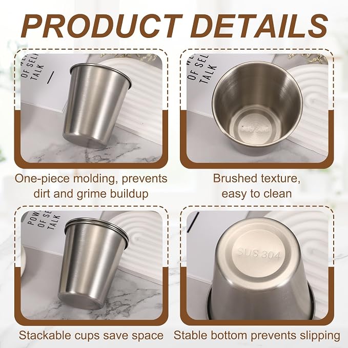 uxcell 2 Pcs Stainless Steel Cups, 7oz/200ml Metal Cups Double Wall Tumbler - Image 5