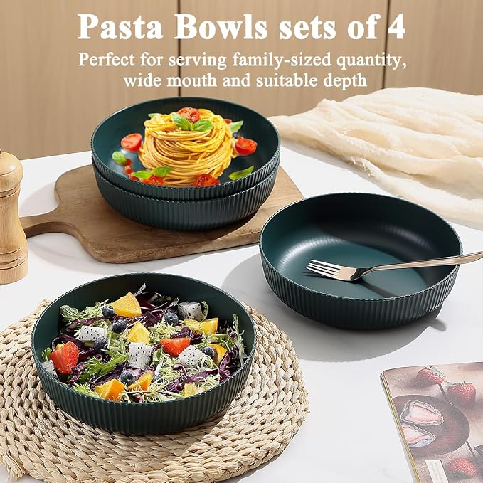Kyraton Pasta Bowls Set of 4, 37oz Salad Bowls Soup Bowls Large Pasta Serving - Image 3