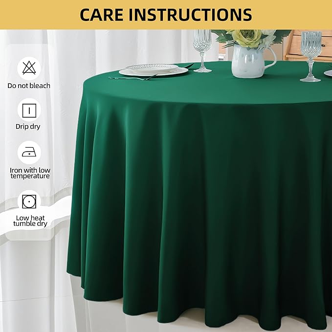 6-Pack Round 90-inch Blackish Green Table Cloths, Solid Stain and Wrinkle Resistant Circular Tablecloth, Premium Plain Weave Polyester Fabric Table Linen Covers for Hotel, Banquet