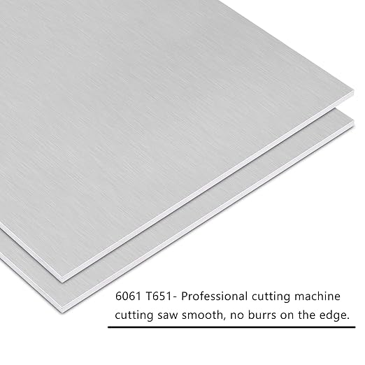 2Pack 6061 T651 Aluminum Sheet Metal 8 x 16 x 1/16 (0.06”) Inch Flat Plain Aluminum Plate Covered with Protective Film, Heat Treatable Rectangle 1.5mm Aluminum Metal Plate for Crafting, Industrial