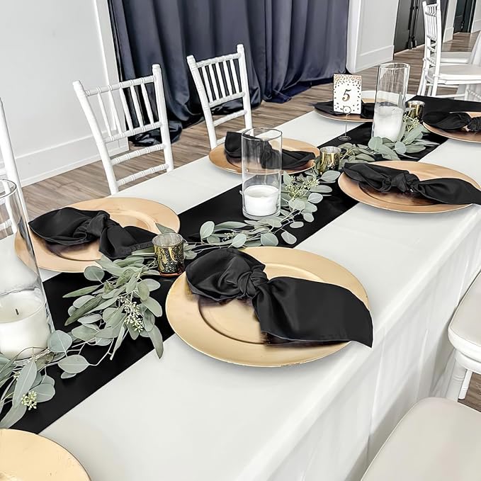 Black Table Runners 20 Pack 12x108 inch Silk Satin Smooth Fabric | Satin Table - Image 5