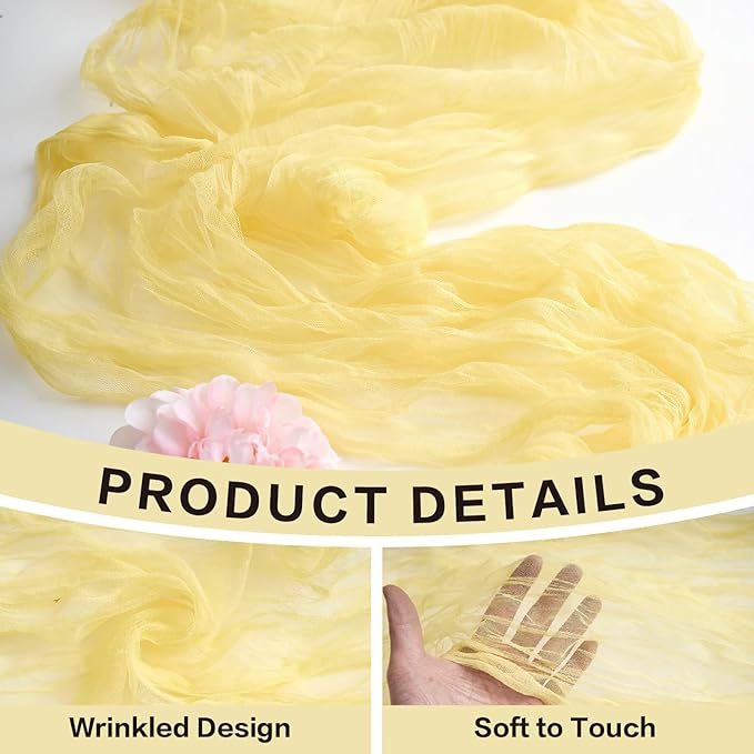 Yellow Cheesecloth Table Runner Summer Halloween Christmas 10Ft Cheese Cloth - Image 2