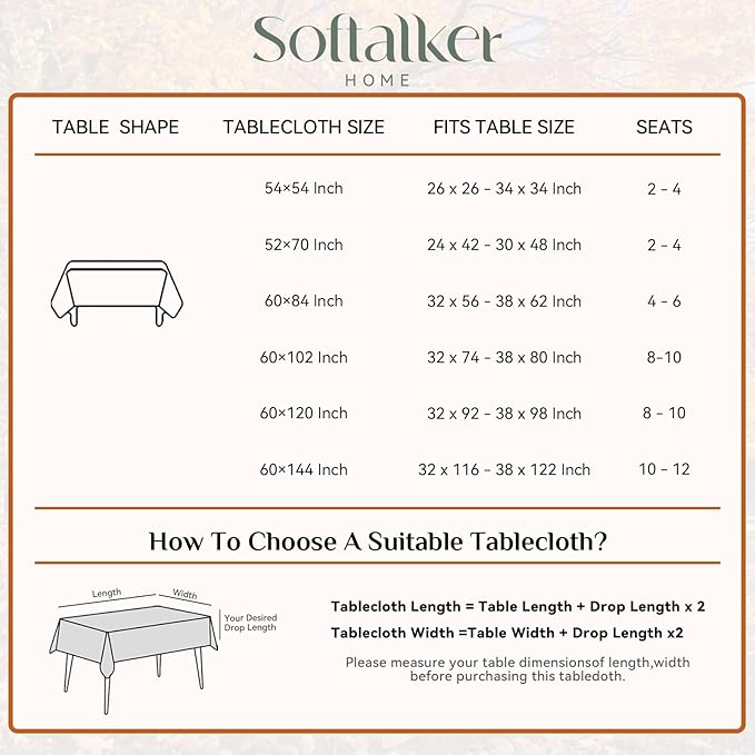 Softalker Sage Green Outdoor Tablecloth 84x60 Inch Rectangle Spring Table cloths Linen Textured Stain and Wrinkle Resistant Decorative Dining Table Cover for Easter Summer, Tea Party, Birthday, Coffee