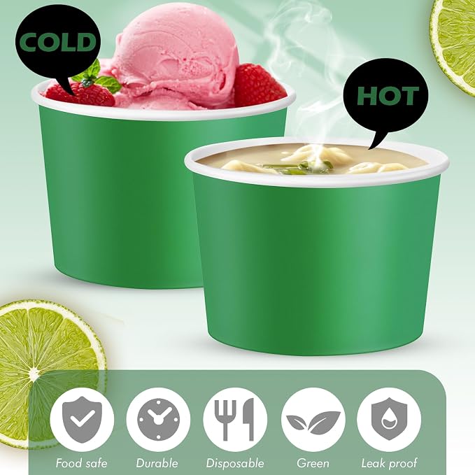 Jingmore Paper Ice Cream Cups 9oz Colored Disposable Dessert Bowls - Image 6