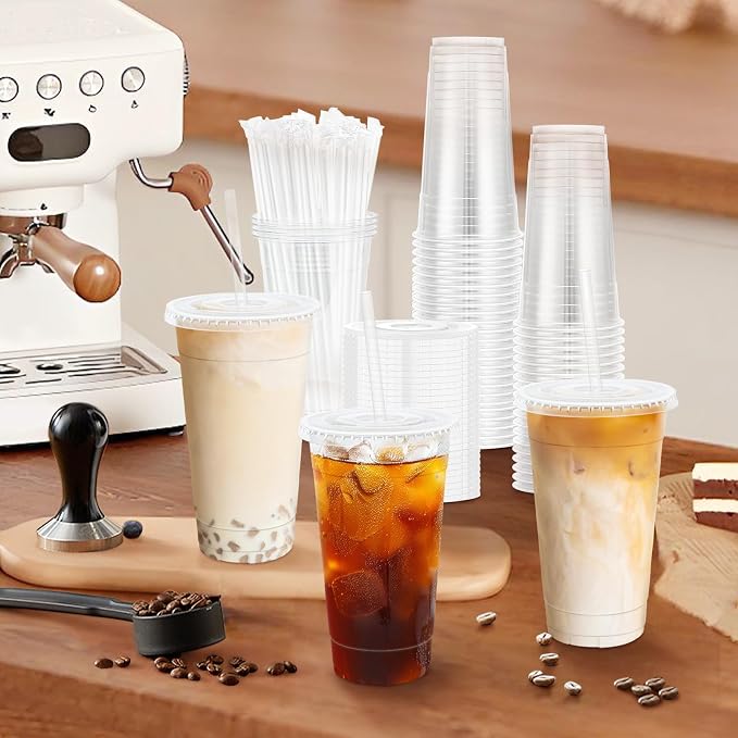 Lamosi 100 Pack 24 oz Plastic Coffee Cups - Image 6