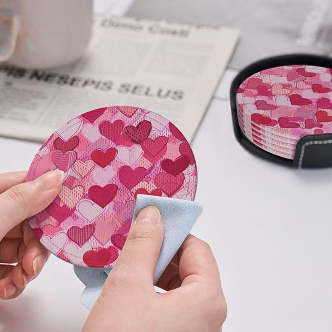 90s Retro Hot Pink Heart Coasters - Image 5