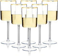 Ciaell 12 Pack Plastic Wine Glasses - 10 Oz Plastic Wine Glasses - Gold Rim by Ciaell