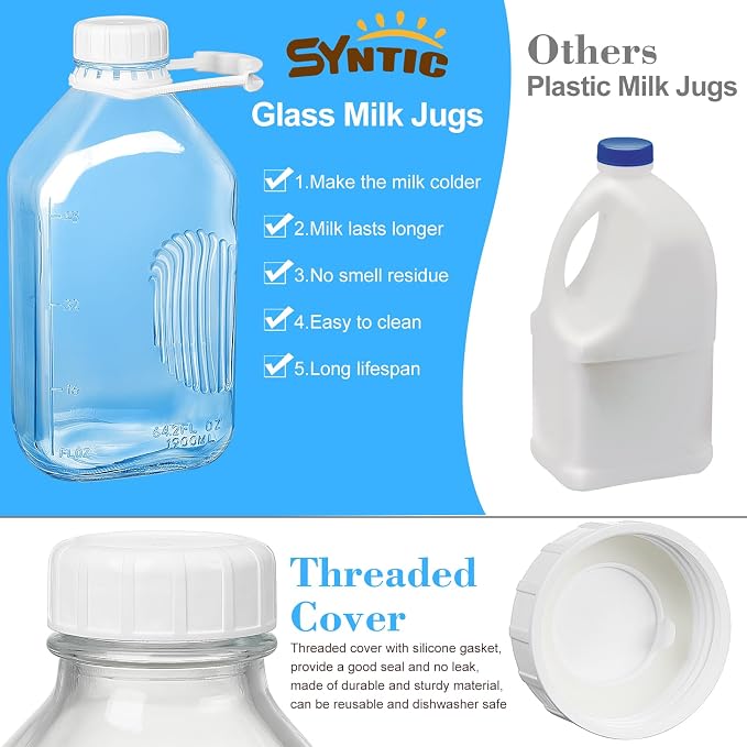 Syntic 4 Pack 64 Oz Glass Milk Bottles - Image 5