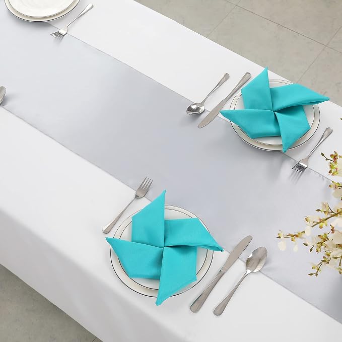 Horbaunal 2 Pack Silver Satin Table Runner 12 x 108 Inch | Smooth Table Runners - Image 4