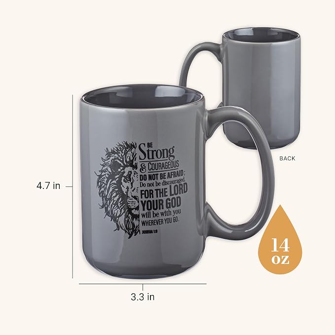 Christian Art Gifts Lion Gray Ceramic Coffee Mug – 14 oz. Microwave and - Image 2