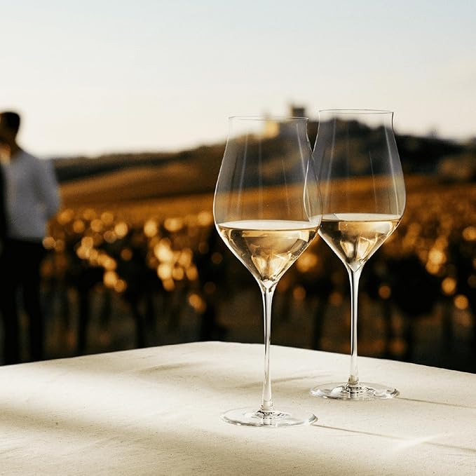 Holmegaard Notes White Wine Glass, Clear, 10.6" H x 3.9" D, 21.3 oz, Set of 2, Designed by Tom Nybroe, Gift Box Included