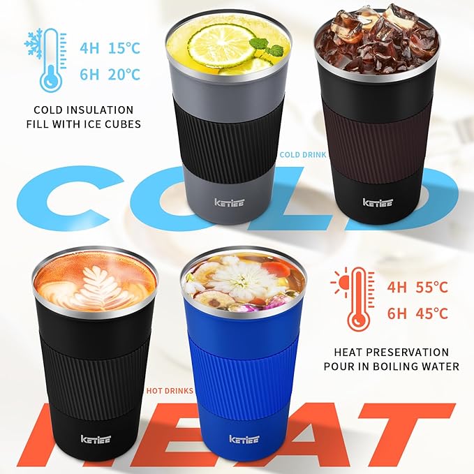 KETIEE Travel Mug, 12oz Insulated Coffee Cup - Image 2